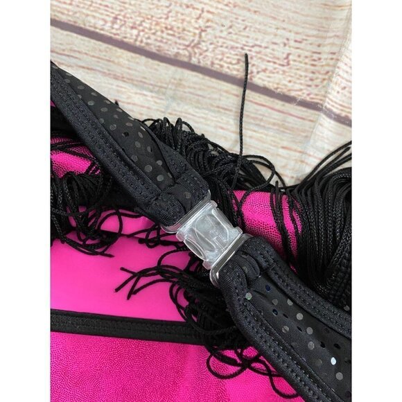 Curtain Call Women's Pink & Black Tassled Dance Jumpsuit - AME - Picture 10 of 13